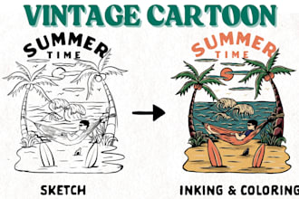 draw custom vintage cartoon mascot logo vintage cartoon illustration for tshirt