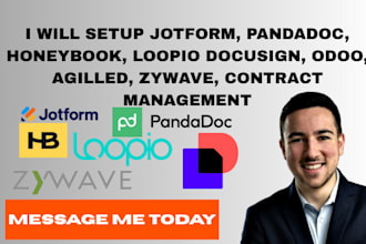 setup jotform pandadoc honeybook loopio docusign odoo zywave contract management