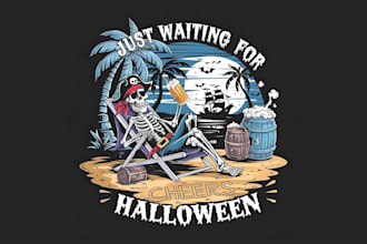 do t shirt summer skeleton beach illustration logo design