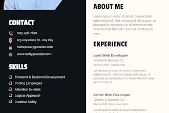 design a professional and modern web developer resume