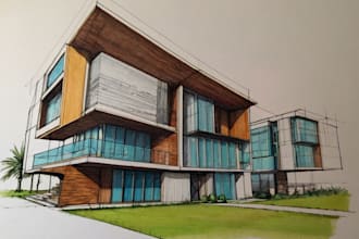sketch architectural, interior, concept illustrations drawings and diagrams