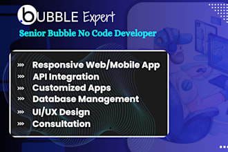 bubble io developer mobile web ai saas mvp developer, ai marketplace app
