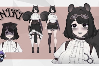 draw anime vtuber model, character sheet, live2d, oc, fan art and concept art