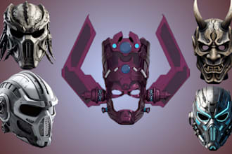 sculpt 3d futuristic helmet horror mask oni mask cosplay stl file for 3d print