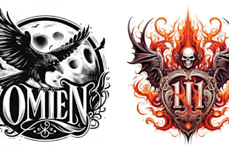 create custom skull vintage bird eagle logo