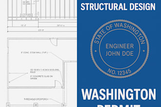 framing layout, foundation plan, and structural design for washington permit