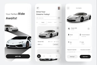 do car rental app, helicopter rental app, yacht rental app, limousine rental app