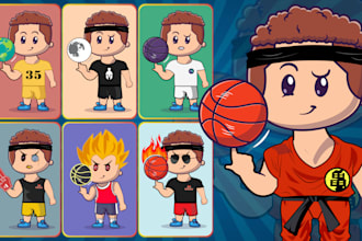 illustrate exclusive 2d nft characters with unique traits