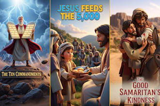 children book illustration kids story book christian bible 3d book cover design