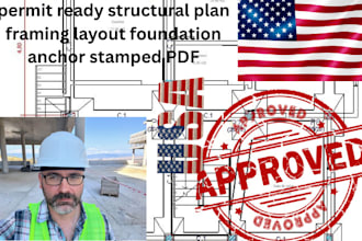 permit ready structural plan framing layout foundation anchor stamped PDF