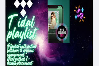 add your songs to an tidal music playlist for 1 month