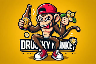 design unique drinkie monkey logo within new concepts