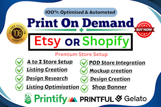 do print on demand pod etsy or shopify store with printify printful gelato