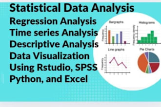 do statistical data analysis, data visualization using rstudio spss and python