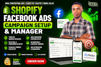 setup, manage shopify facebook ads campaign for shopify traffic or shopify sales