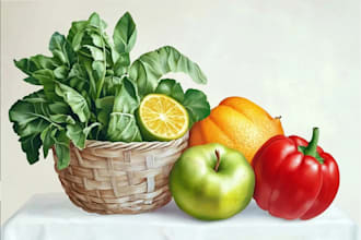 illustrate fruit, plant, or anything in digital watercolor