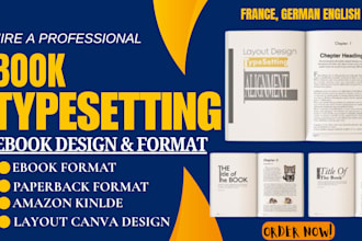 typeset layout, edit manuscript amazon kindle  ebook, canva paperback formatting