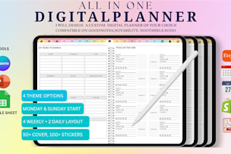 design etsy digital planner, hyperlink planner, digital journal, etsy shop