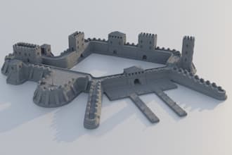 create custom modular castle,ruins, fortified structured terrain,fantasy terrain