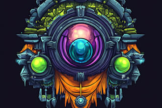 draw medieval, fantasy, rpg, rustic, sci fi and game logo