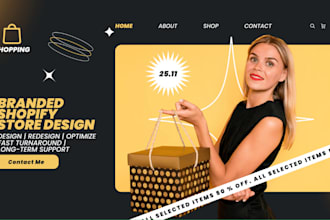 build branded shopify store, design redesign ecommerce store
