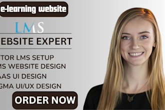 design and develop lms elearning saas website, figma landing page website