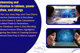 do data visualization, cleaning in tableau power bi python excel and alteryx