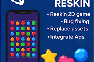 reskin and fix match 3,  puzzles and hyper casual unity game