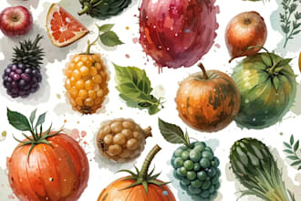 illustrate fruit, plant, or anything in digital watercolor