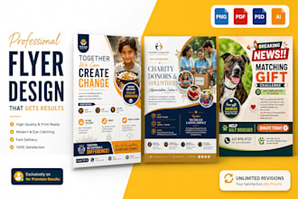 design charity, nonprofit, fundraising and donation flyer