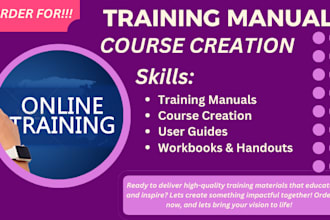 create training course manual, ecourse, course content, workbook, lesson plan