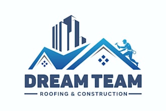 creative a roofing and construction company logo design