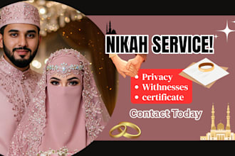 officiate nikah online quick, provide certificate and 100percent halal online