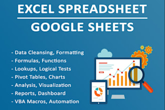 design excel and google sheets dashboard and template spreadsheet