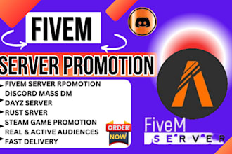 do fivem server promotion, fivem game server ads, rust server promotion, mass dm