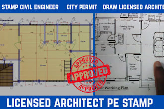 draw licensed architect pe stamp civil engineer city permit in all states