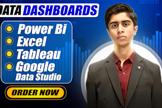 create data dashboards using power bi, excel, tableau and google data