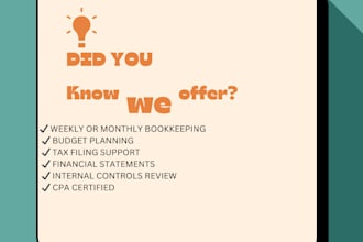 provide bookkeeping, budgeting, and tax filing services