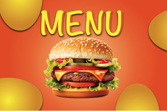 design quick restaurant menu in 2 hours