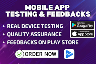 provide 12 app testers for google play mobile app testing, app closed testing