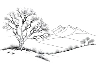 draw black and white line art
