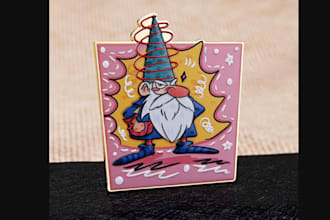 draw your custom anime character for enamel pin sticker pin, lapel pin badge pin