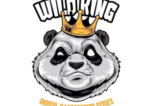 design high quality panda mascot logo with t shirt design
