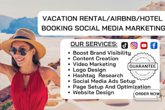 be your social media management for airbnb, hotel booking and vacation rental