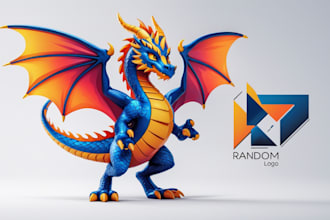 design original dragon mascot logo with my creative thinking