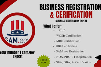 non profit business registration,501c3 mbe ein cage code uei mbe 8a, sam gov