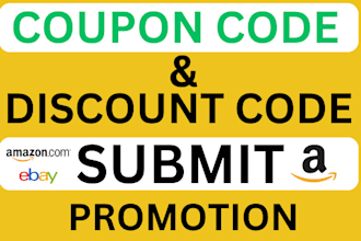 manually submit coupon code up to 150 coupon submission site amazon, esty, ebay