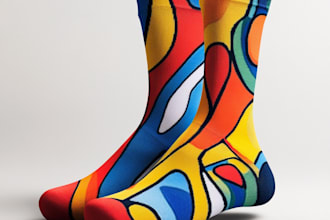 make a unique socks design art for you