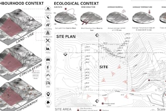 create architectural diagrams, site analysis, climate analysis and master plans
