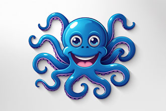 design octopus mascot logo with express delivery